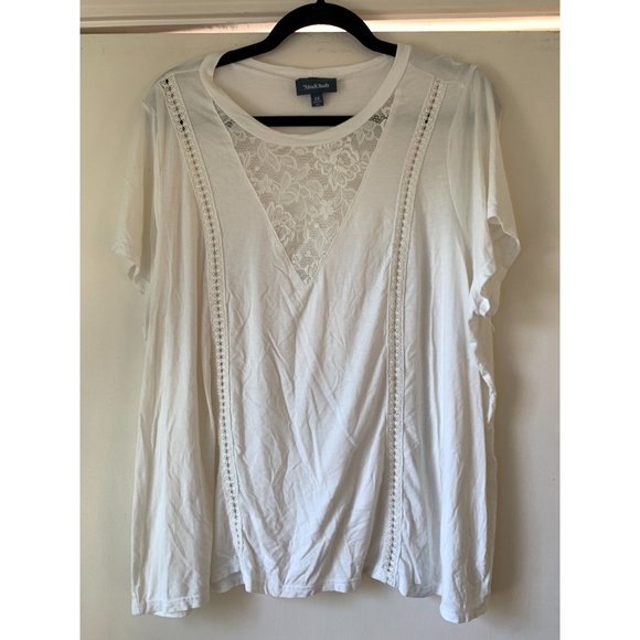 Modcloth White T-shirt with Lace Inset - Picture 4 of 7